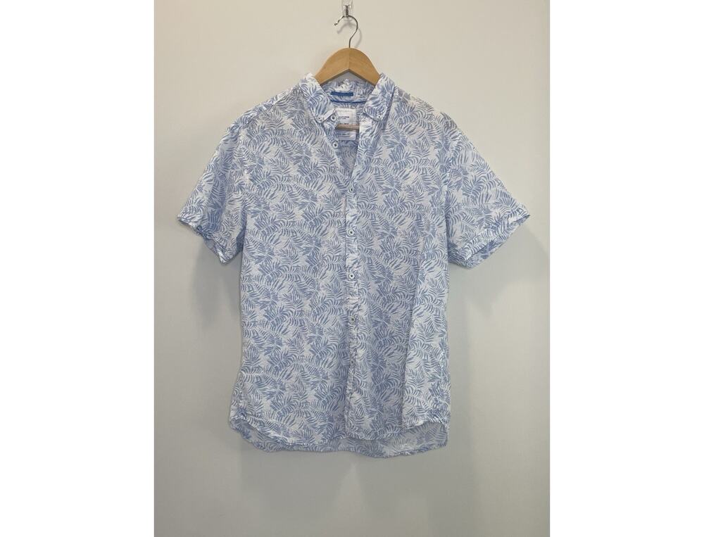 Denim & Flower Ricky Singh Textured Seersucker Shirt Button Up Tropical Prep L